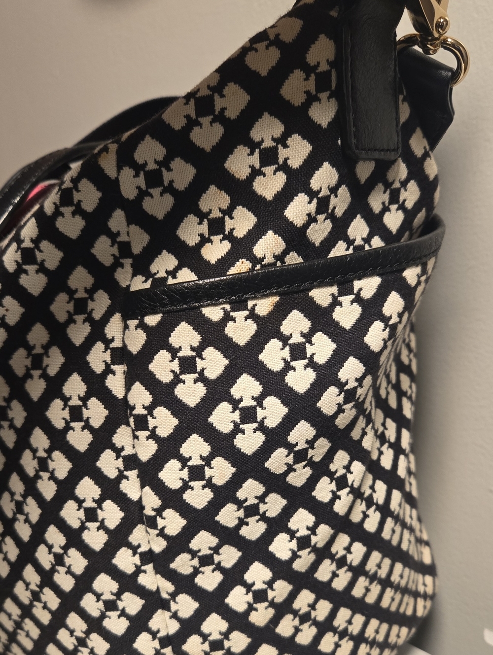 kate spade Black & White Pattern Tote with Pink and Cream Stripe - Picture 10 of 13